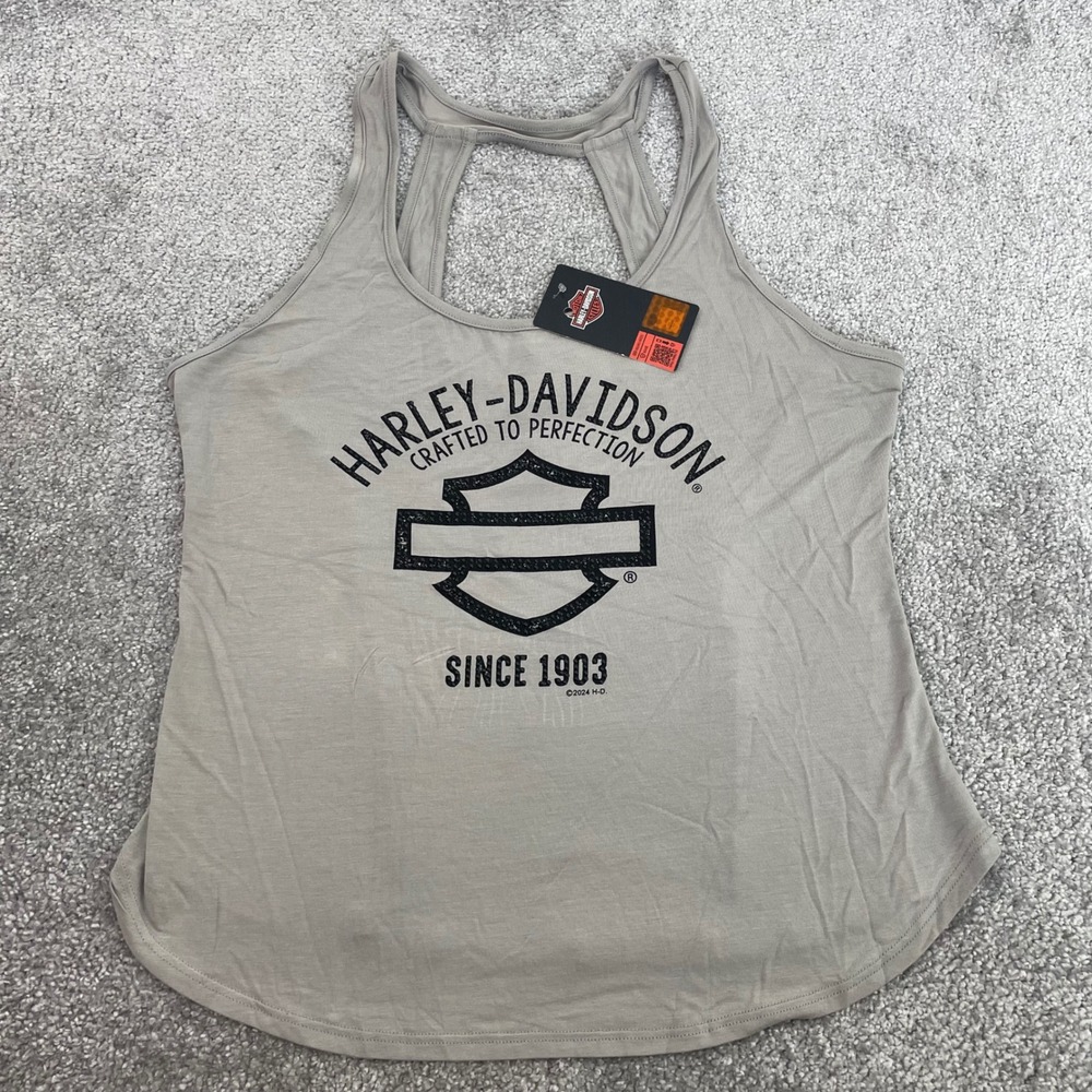 Harley Davidson Tank Top Womens Extra Large Rhinestone Biker Y2K Logo NWT